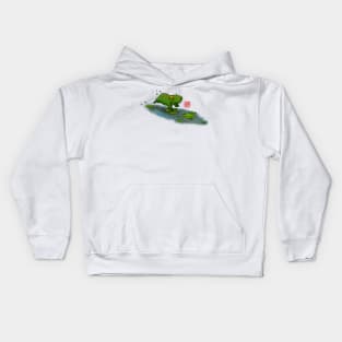 frog cat lilypads Kids Hoodie